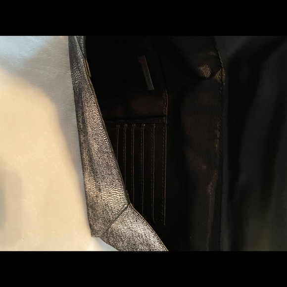 BCBG  chrome/silver Clutch! Large with card holders inside! - Picture 3 of 3